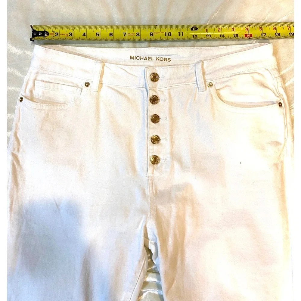 Michael Kors Jeans Womens White Wide Leg Button Fly  Raw Hem Denim EUC Size‎ 14